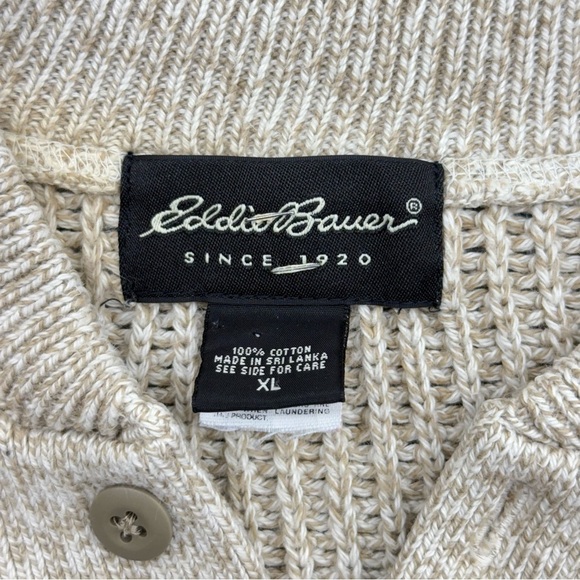 Vintage Eddie Bauer Cotton Fisherman 
Knit Button Collar Sweater - Picture 12 of 13